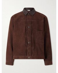A.PRESSE - Leather-Trimmed Suede Jacket - Lyst