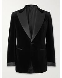 Tom Ford - Slim-Fit Satin-Trimmed Cotton-Velvet Jacket - Lyst