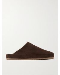Mulo - Shearling-Lined Suede Slippers - Lyst