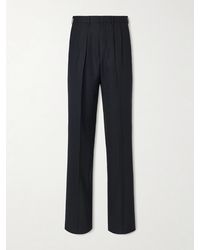 Tom Ford - Straight-leg Pleated Striped Grain De Poudre Wool Trousers - Lyst