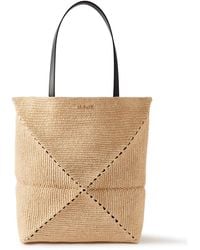 Loewe - Paula's Ibiza Puzzle Fold Large Leather-Trimmed Raffia Tote Bag - Lyst