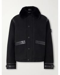 Stone Island - Ghost Leather And Shearling-Trimmed Suede Jacket - Lyst