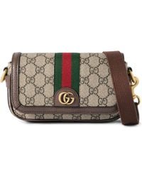 Gucci - Ophidia Mini Leather-Trimmed Monogrammed Coated-Canvas Messenger Bag - Lyst