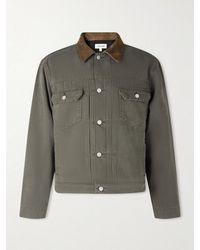 FRAME - Suede-Trimmed Cotton-Canvas Trucker Jacket - Lyst