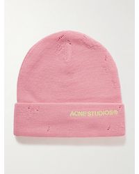 Acne Studios - Kinau Logo-Embroidered Distressed Wool-Blend Beanie - Lyst