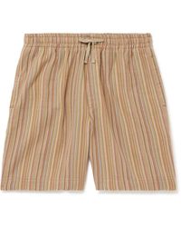 YMC - Jay Straight-leg Striped Cotton-jacquard Drawstring Shorts - Lyst