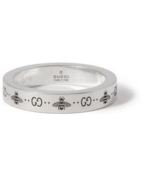Gucci - Logo-engraved Silver Ring - Lyst