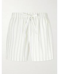 Tekla - Straight-leg Striped Organic Cotton-poplin Shorts - Lyst