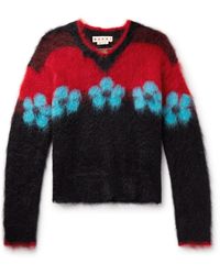 Marni - Intarsia Brushed Mohair-blend Sweater - Lyst