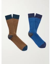 Johnstons of Elgin - Set Of Two Ribbed-Knit Cashmere-Blend Socks - Lyst