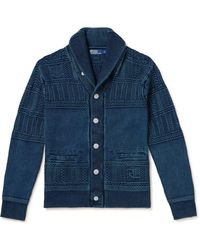 Polo Ralph Lauren - Shawl-collar Panelled Cable-knit Cotton Cardigan - Lyst
