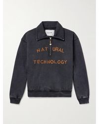 STORY mfg. - Geo Appliquéd Organic Cotton-jersey Half-zip Sweatshirt - Lyst