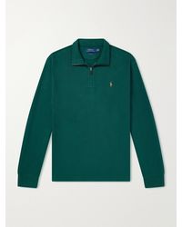 Polo Ralph Lauren - Logo-Embroidered Cotton-Jersey Half-Zip Sweatshirt - Lyst