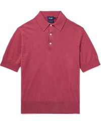 Drake's - Linen And Cotton-blend Polo Shirt - Lyst