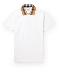 Burberry - Check Collar Polo Shirt - Lyst