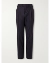 Canali - Tapered Pleated Wool-Twill Trousers - Lyst