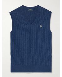 Polo Ralph Lauren - Logo-Embroidered Cable-Knit Cotton Vest - Lyst