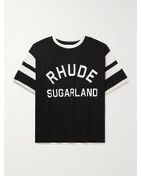 Rhude - Sugarland Logo-print Striped Cotton-jersey T-shirt - Lyst