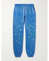 Amiri - Tapered Leather-Appliquéd Supima Cotton-Jersey Sweatpants - Lyst
