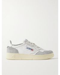 Autry - Medalist Distressed Suede-trimmed Leather Sneakers - Lyst