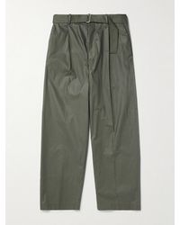Acne Studios - Pasoro Belted Straight-leg Cotton-poplin Trousers - Lyst