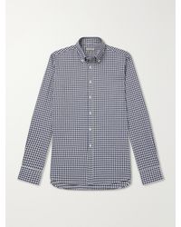 Canali - Button-Down Collar Checked Cotton-Flannel Shirt - Lyst
