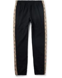 Burberry - Tapered Logo-Embroidered Checked Cotton-Jersey Sweatpants - Lyst