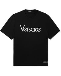 Versace - Logo-embroidered Appliquéd Cotton-jersey T-shirt - Lyst