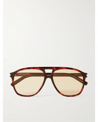 Saint Laurent - Aviator-style Tortoiseshell Acetate Sunglasses - Lyst