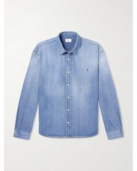 Saint Laurent - Logo-embroidered Denim Shirt - Lyst