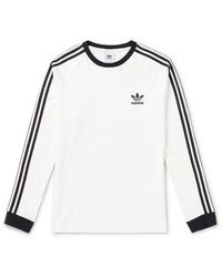 adidas Originals - Striped Logo-embroidered Cotton-jersey T-shirt - Lyst