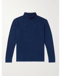 Blue Blue Japan - Indigo-dyed Ribbed Cotton-blend Jersey Rollneck T-shirt - Lyst