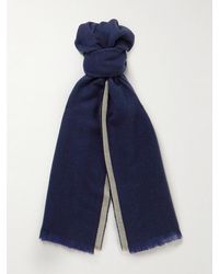 Brunello Cucinelli - Fringed Striped Wool And Cashmere-Blend Scarf - Lyst