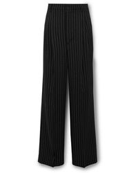 Ami Paris - Wide-leg Pleated Pinstriped Wool Trousers - Lyst