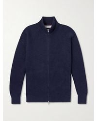 Brunello Cucinelli - Ribbed Cotton Zip-Up Sweater - Lyst