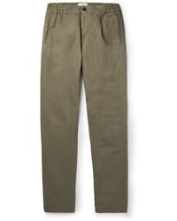 MR P. - Straight-leg Pleated Cotton And Linen-blend Trousers - Lyst
