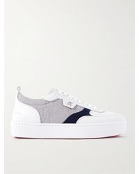 Christian Louboutin - Happyrui Suede-trimmed Leather And Canvas Sneakers - Lyst