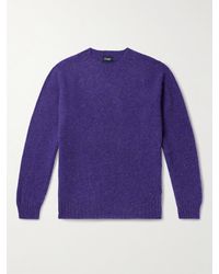 Drake's - Pullover in lana vergine Shetland spazzolata - Lyst