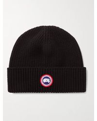 Canada Goose - Logo-appliquéd Ribbed Merino Wool Beanie - Lyst