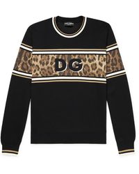 Dolce & Gabbana - Logo-jacquard Striped Virgin Wool-blend Sweater - Lyst