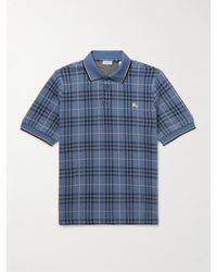 Burberry - Logo-Embroidered Checked Jacquard-Knit Cotton Polo Shirt - Lyst