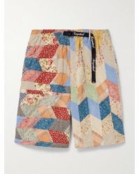 Kapital - Easy Straight-Leg Quilted Patchwork Cotton And Linen-Blend Shorts - Lyst