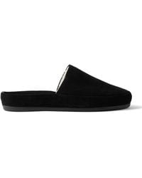 Mulo - Shearling-Lined Suede Slippers - Lyst