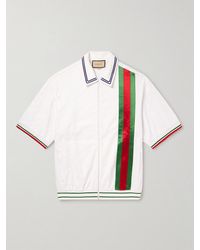 Gucci - Sponge Zip-front Stretch-cotton Blend Polo Shirt - Lyst