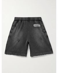 Givenchy - Straight-leg Distressed Logo-print Cotton-jersey Shorts - Lyst