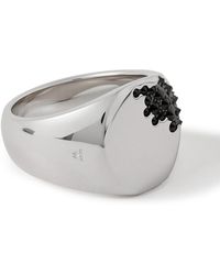 Tom Wood - Molecule Rhodium-plated Recycled Silver Cubic Zirconia Signet Ring - Lyst