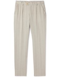 Oliver Spencer - Claremont Tapered Pleated Striped Linen Trousers - Lyst