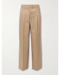 Ami Paris - Wide-Leg Pleated Virgin Wool-Gabardine Trousers - Lyst