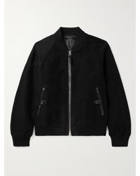 Tom Ford - Leather-Trimmed Cotton Bomber Jacket - Lyst