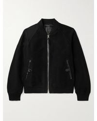 Tom Ford - Leather-trimmed Cotton Bomber Jacket - Lyst
